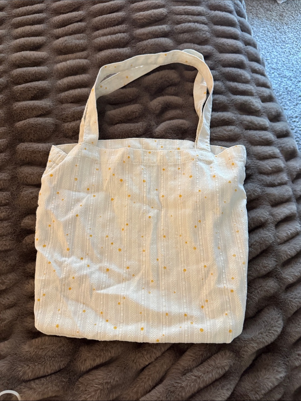 Small Tote Bag in white Cream with little sunflowers